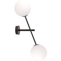 EMIBIG LIGHTING Linear wall lamp, black/opal, two-bulb
