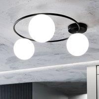 EMIBIG LIGHTING Sopra ceiling light, opal white/black, glass, E14