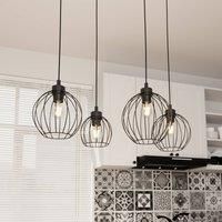 EMIBIG LIGHTING Nando pendant light, 4-bulb, 70 cm, black, metal, E27