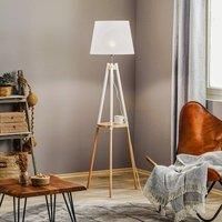 Euluna Vaio floor lamp tripod wood frame, white lampshade