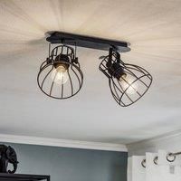 TK Lighting Alano ceiling light, black, two-bulb