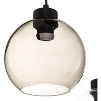 Cubus hanging light, 3-bulb, clear/honey/brown
