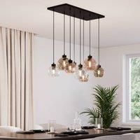 Euluna Cubus hanging light, 8-bulb, clear/honey/brown