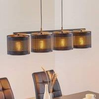 Euluna Tago hanging light, four-bulb, black/gold