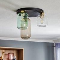 Euluna Marco Green ceiling light 3-bulb clear/green/brown