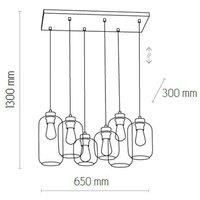 Euluna Marco Green hanging light 6-bulb clear/green/brown