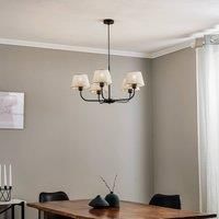 TK Lighting Chicago chandelier, linen lampshades, 5-bulb