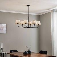 Euluna Chicago chandelier, linen lampshades, 6-bulb