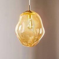 TK Lighting Sol glass hanging light, 35 cm, gold/amber