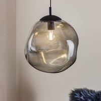 TK Lighting Sol glass hanging light, 35 cm, black/smoky grey