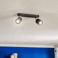 Euluna Top ceiling spotlight, 2-bulb, black
