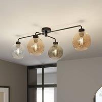 TK Lighting Cubus Ceiling Semi Flush Mount 4 Lights Clear Amber Grey Glass Shade