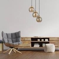 Euluna Devi pendant light, amber, 3-bulb, round