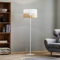 TK Lighting Linobianco floor lamp, fabric and jute lampshade