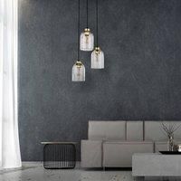 Euluna Satipo glass pendant light, 3-bulb, transparent