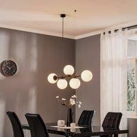 TK Lighting Celeste pendant, spherical glass lampshades 5-bulb