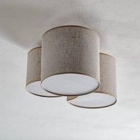 Euluna Mona Nature ceiling light, 3-bulb, natural linen