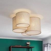 TK Lighting Mona Nature ceiling light, 4-bulb natural linen