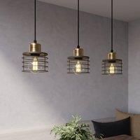 HELAM Edison hanging lamp in black/copper, 3-bulb long