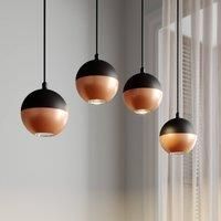 HELAM Pendant light Midnight, black/copper 4-bulb long
