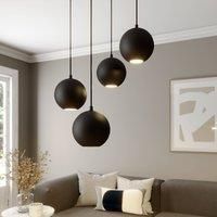 HELAM Midnight pendant light black four-bulb round