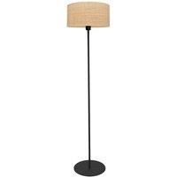 Helam Abba Floor Lamp with Shade Natural Rattan, Black 40cm