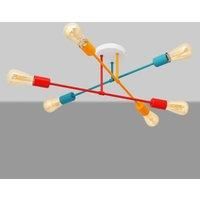 HELAM Cambridge ceiling, 6-bulb orange red turquoise