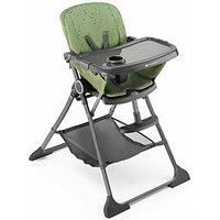 Kinderkraft FOLDEE Highchair, Baby Chair, Ergonomic, Comfortable, Reclining, Foldable, Ajustable Footrest, Detachable Double Tray, for Toddler, from 6 Month to 3 Years, Green
