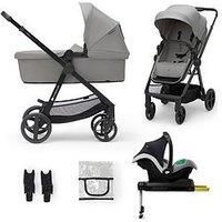 Kinderkraft Newly 4-In-1 Travel System (With Mink Pro I-Size Car Seat And An Isofix Base) - Grey