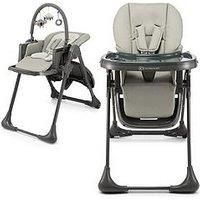 Kinderkraft Tummie, 2-in-1 high Chair, Baby Chair, Bouncer, Ergonomic, Comfortable, Reclining, Foldable, with Ajustable Height, Footrest, Detachable Tray, for Toddler, with Toys, Gray
