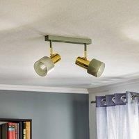 Euluna Destin ceiling spotlight, two-bulb, white/brass