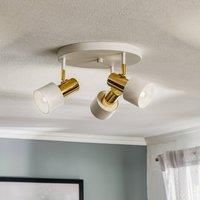 Euluna Destin ceiling spotlight, three-bulb, white/brass