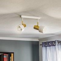Euluna Destin ceiling spotlight, two-bulb green/brass