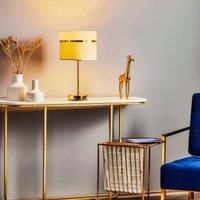 Long fabric table lamp white/grey/brass