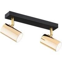 Euluna Lund downlight, black and gold, 2-bulb