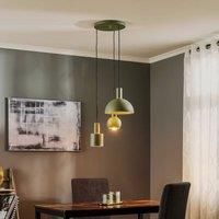 Euluna Selma hanging lamp, three-bulb, green