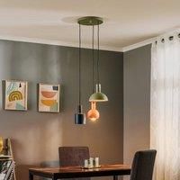 Euluna Selma hanging lamp, three-bulb, green/red/blue