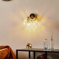 Euluna Odel wall light, decorated glass lampshade