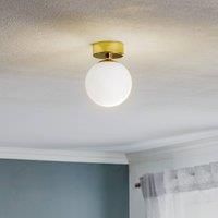 Euluna Fatis ceiling light, opal glass/brass, one-bulb