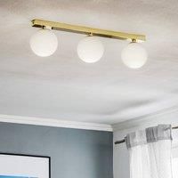 Euluna Fatis ceiling lamp opal glass/brass 3-bulb long