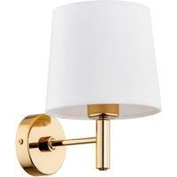 Euluna Polo Plus wall light, fabric lampshade brass/cream