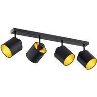 Argon Suerte ceiling light, black / gold, 4-bulb, textile, steel