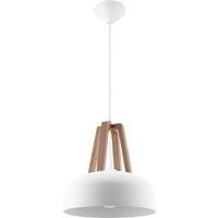 Sollux Pendant Lamp Casco White Natural Wood, White