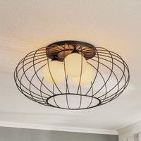 Eko-Light Kronos ceiling lamp, black cage, three opal balls