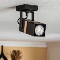 Euluna Vidar ceiling spotlight, black, one-bulb