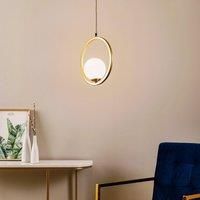 Euluna Vienna hanging light, opal glass, brass, 1-bulb