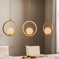 Eko-Light Vienna hanging light, opal glass, brass, 3-bulb