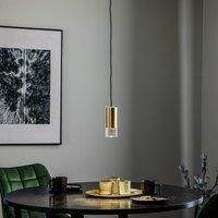Nowodvorski Lighting Cylinder pendant light, clear/brass, height 15 cm