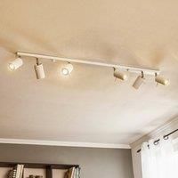 Euluna Round ceiling spotlight, white, six-bulb linear