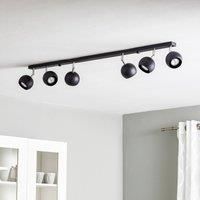 Euluna Flame ceiling spotlight, black, six-bulb